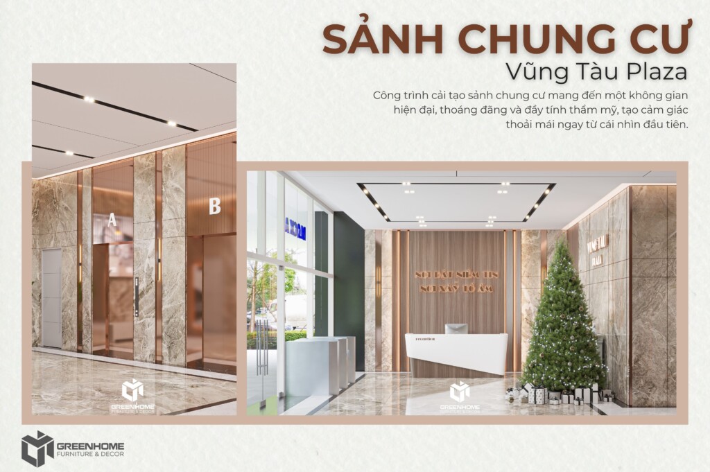 Công trình nội thất tiêu biểu năm 2024 - Sảnh chung cư Vũng Tàu Plaza 