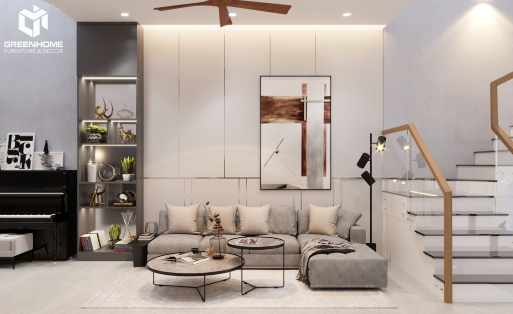 THIẾT KẾ NỘI THẤT NHÀ PHỐ PHÒNG KHÁCH LIỀN KỀ BẾP