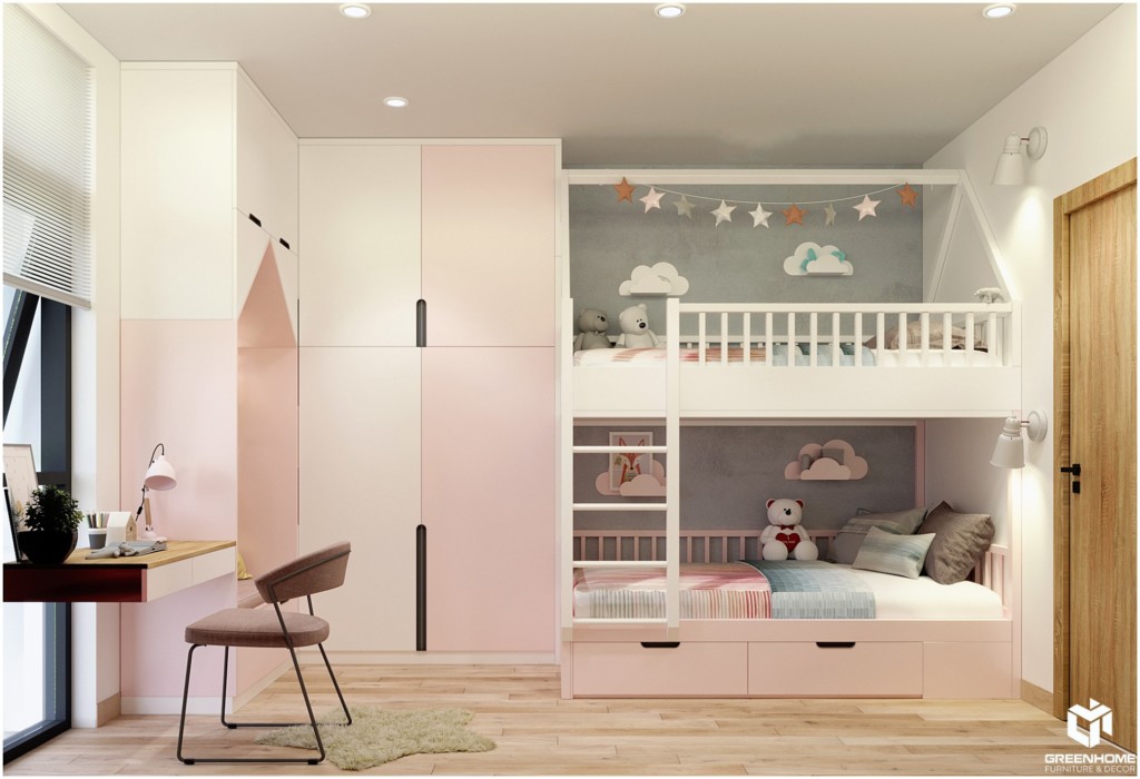 NGẮM NHÌN MẪU THIẾT KẾ GIƯỜNG TẦNG DỄ THƯƠNG CHO BÉ