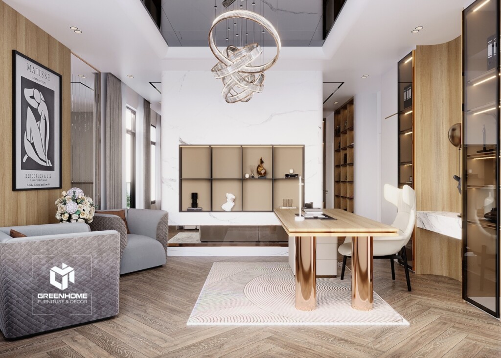 THIẾT KẾ PHÒNG NGỦ MASTER KẾT HỢP PHÒNG LÀM VIỆC