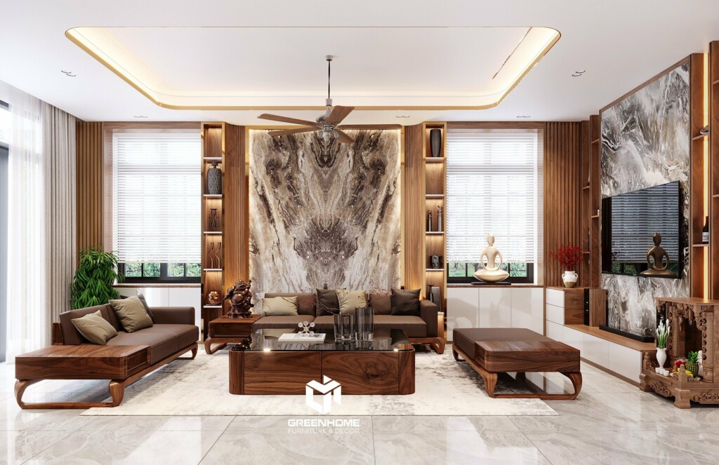 THIẾT KẾ NỘI THẤT NHÀ Ở BÀ RỊA VŨNG TÀU - SANG TRỌNG VỚI NỘI THẤT GỖ ÓC CHÓ