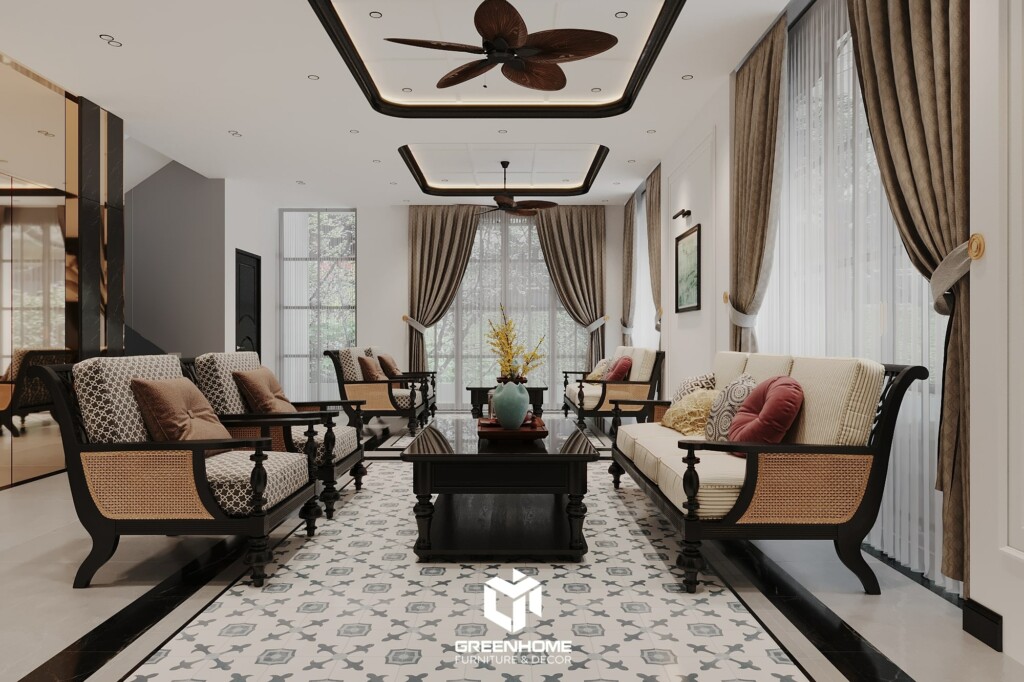 THIẾT KẾ NỘI THẤT VĂN PHÒNG PHONG CÁCH INDOCHINE Ở VŨNG TÀU